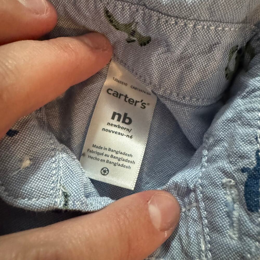 Carter's 2 Piece SET of Boys Size Newborn Button Down Shirt & Pull On Pants - Picture 7 of 8